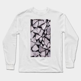 Chopped wood closeup in cold tones Long Sleeve T-Shirt